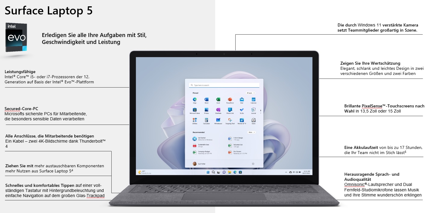 Microsoft Surface Laptop 5 Produkthighlights